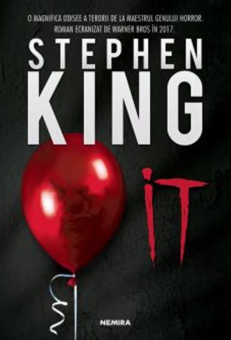 Coperta cărții IT de Stephen King, roman horror ecranizat, Editura Nemira